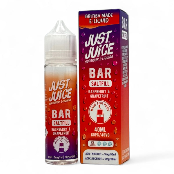 Raspberry & Grapefruit 40ml Bar Saltfill Short Fill E-liquid by Just Juice | Best4vapes