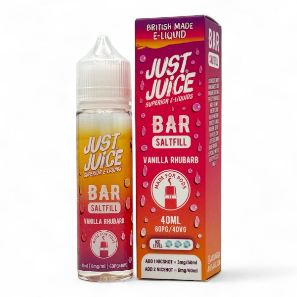 Vanilla Rhubarb 40ml Bar Saltfill Short Fill E-liquid by Just Juice | Best4vapes