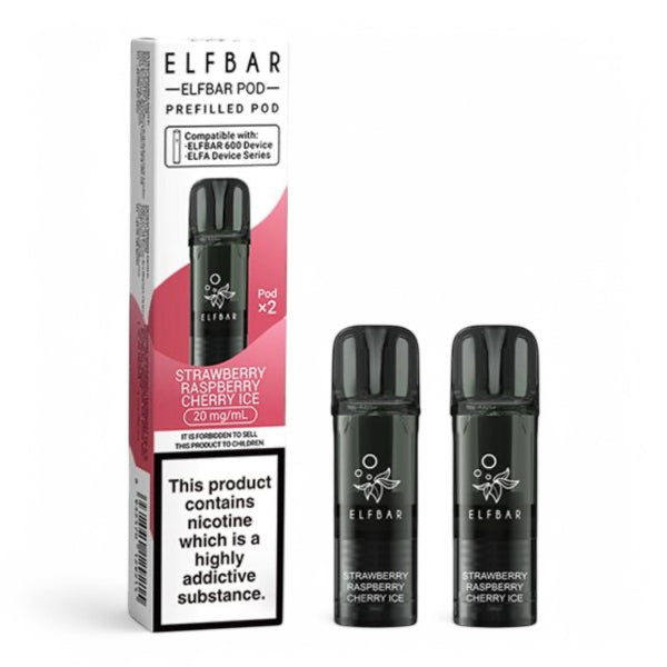 Elf Bar 600 Prefilled Pods | Strawberry Raspberry Cherry Ice | Best4vapes