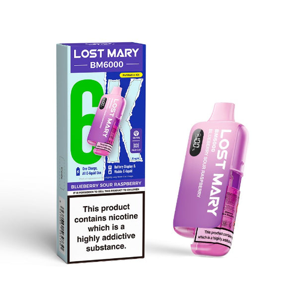 Lost Mary BM6000 Disposable Vape Kit | Blueberry Sour Raspberry | Best4vapes