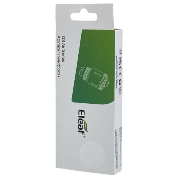 A five-pack blister pack of Eleaf GS Air Series replacement vape atomizer 1.5 ohm coils next to their white and green retail packaging box - Best4vapes
